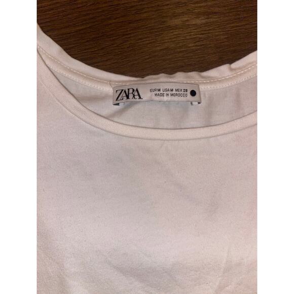 EUC ZARA Puff Sleeve Blouse White Size M | Sheer Organza Sleeve Top - Picture 9 of 10